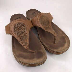 Dansko Women's 7 37 Brown Leather Priya Thong Sandals Flip Flop Shoe